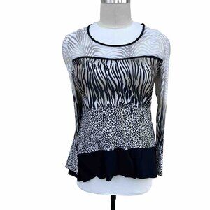 Women's Bali - Multi Animal Print Two Tone Black & White Stretch Tunic XXL